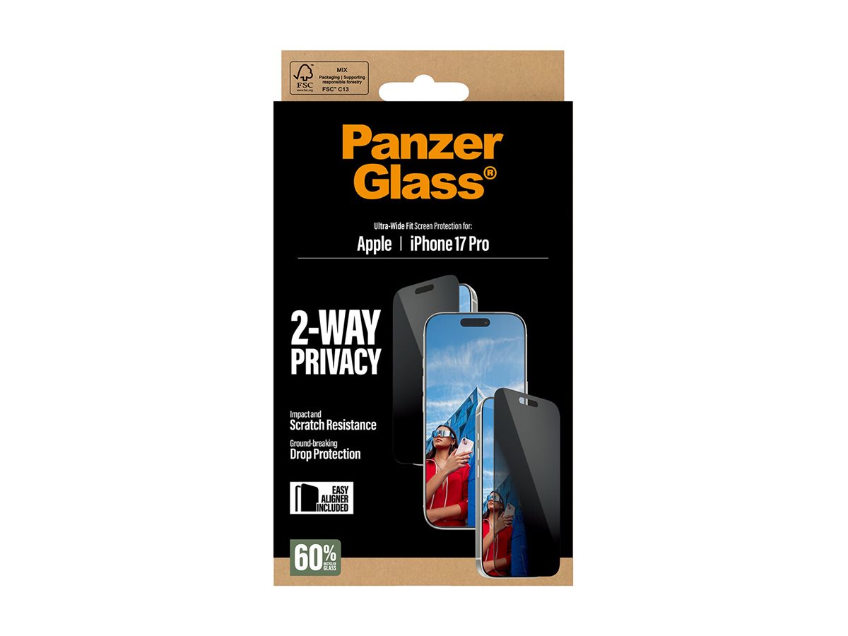PanzerGlass Screen protector | Apple | iPhone 17 Pro | Glass | Transparent | Ultra-Wide Fit w. EasyAligner