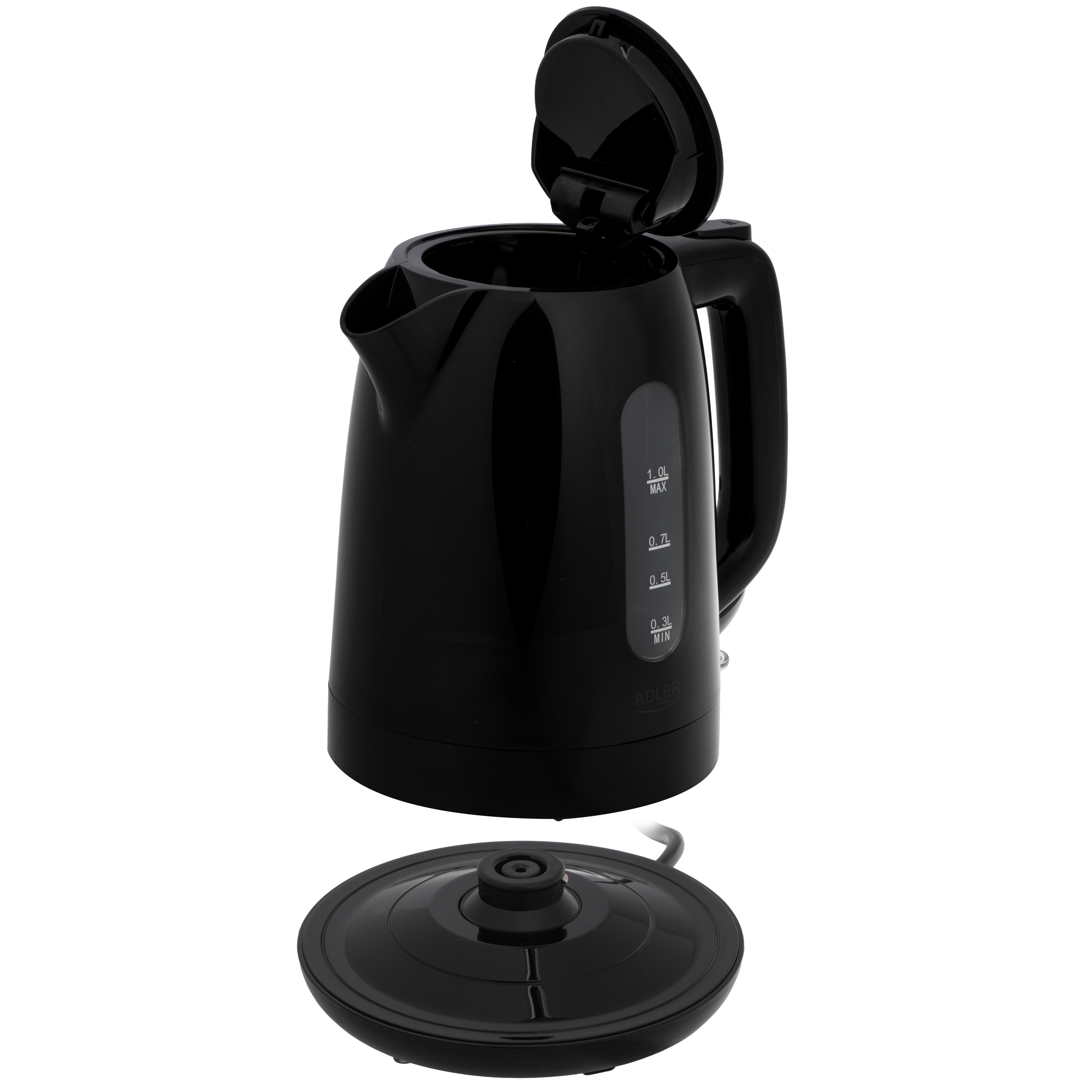 Adler Kettle | AD 1380b | Electric | 2200 W | 1 L | Polypropylene | 360° rotational base | Black