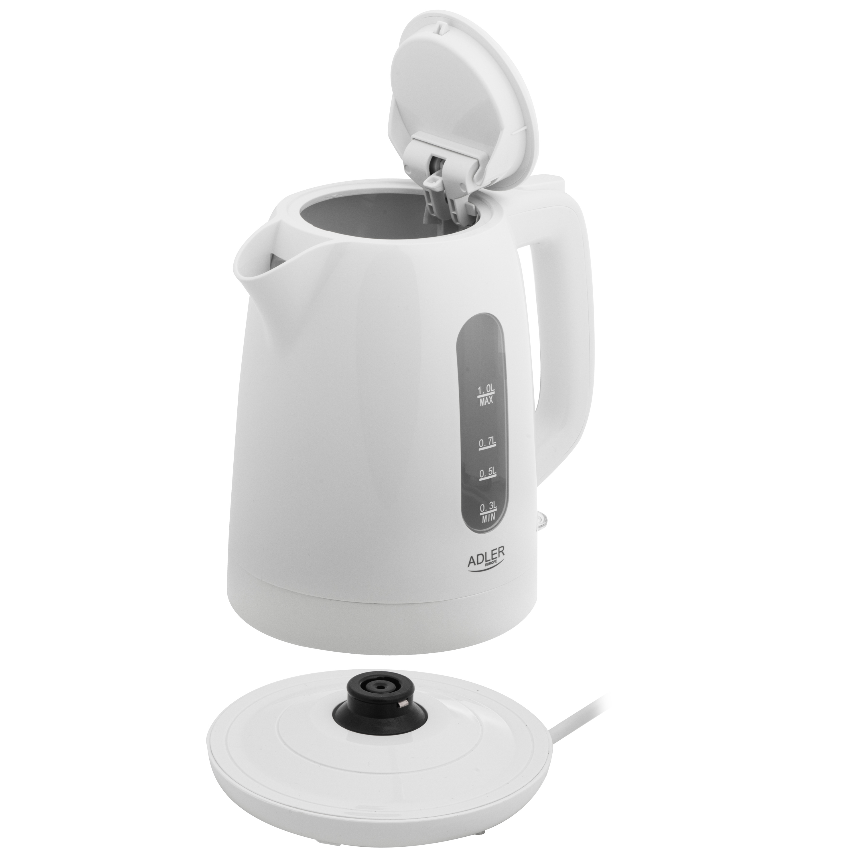 Adler Kettle | AD 1380w | Electric | 2200 W | 1 L | Polypropylene | 360° rotational base | White