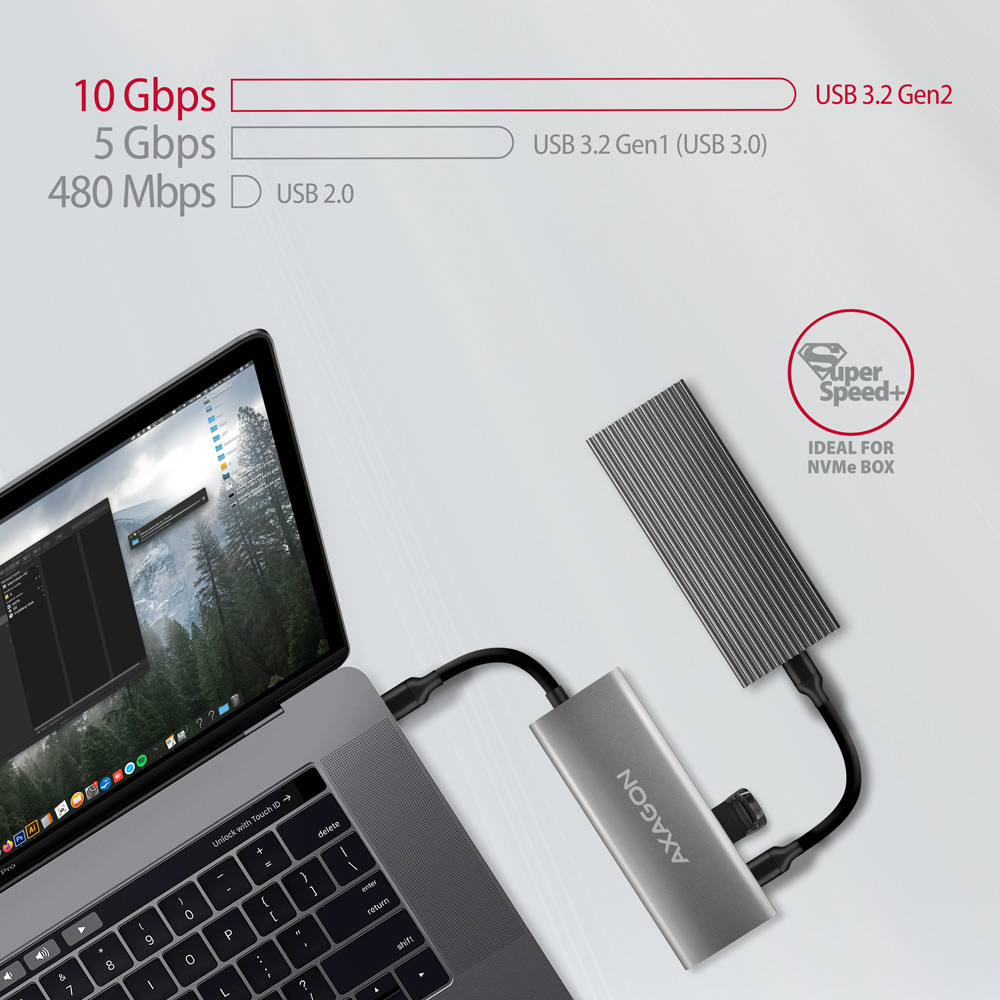 AXAGON Multi-port USB-C 10Gbps hub, 13cm | HMC-5G21