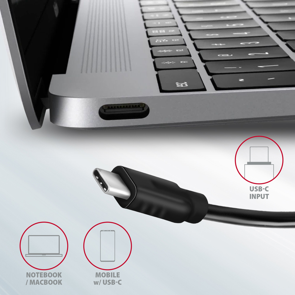 AXAGON Multi-port USB-C 10Gbps hub, 13cm | HMC-5G21
