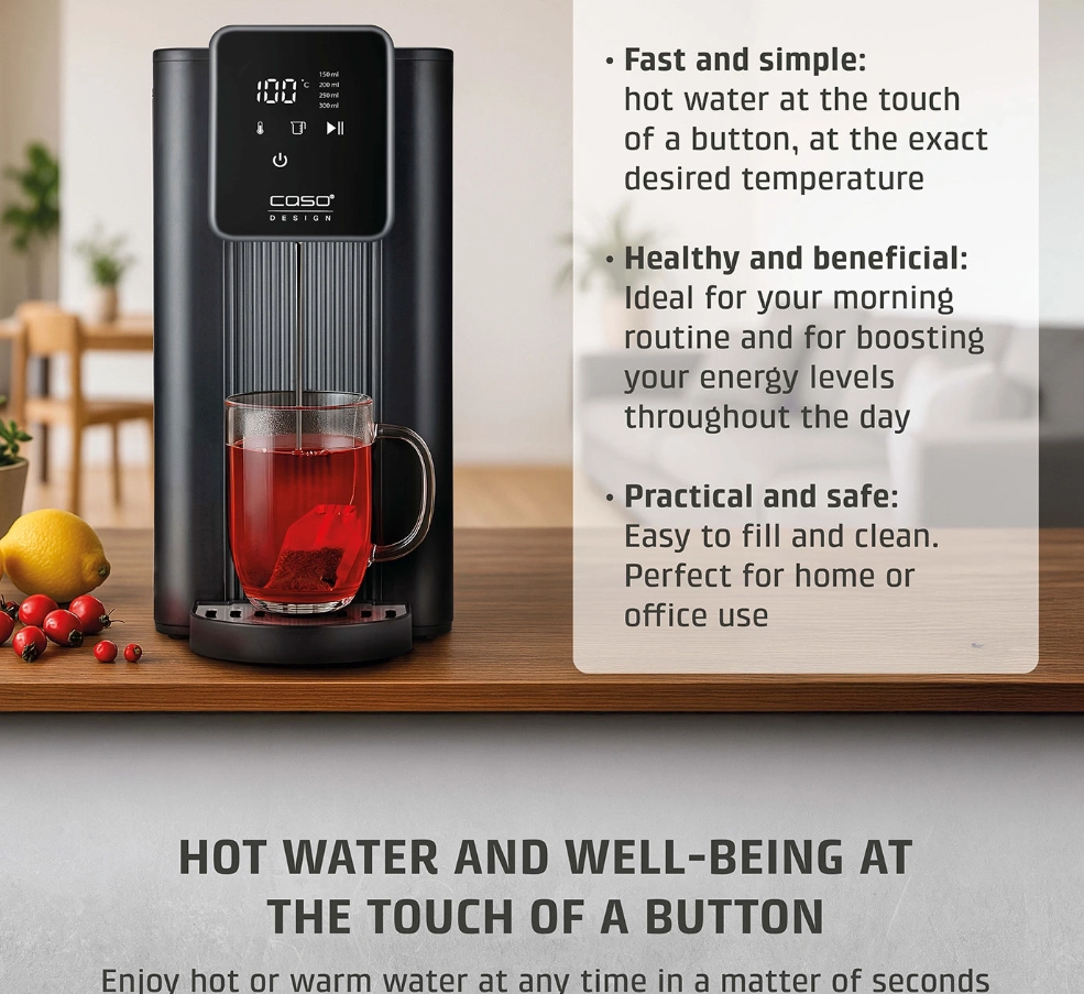 Caso Turbo Hot Water Dispenser | HW 616 | Water Dispenser | 2600 W | 2.5 L | Plastic/Stainless Steel | Black/Stainless Steel