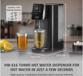 Caso Turbo Hot Water Dispenser | HW 616 | Water Dispenser | 2600 W | 2.5 L | Plastic/Stainless Steel | Black/Stainless Steel