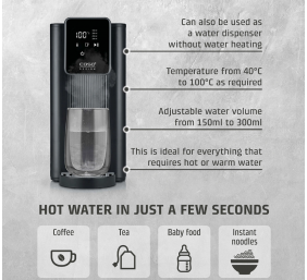 Caso Turbo Hot Water Dispenser | HW 616 | Water Dispenser | 2600 W | 2.5 L | Plastic/Stainless Steel | Black/Stainless Steel
