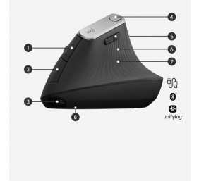 Logitech | Ergonomic Mouse | MX VERTICAL | Wireless | USB, Bluetooth | Graphite