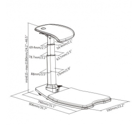 Ergonominė atraminė kėdė su antinuovargio kilimėliu, juoda 