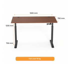 Reguliuojamo aukščio stalas Up Up Ragnar Juodas, Stalviršis L Tamsus riešutas
