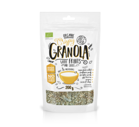 GRANOLA su vaisiais ir sėklomis ekologiški traškūs dribsniai 200g PL-EKO-03