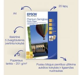 Premium Semigloss Photo Paper, DIN A4, 251g/mÂ², 20 Sheets | A4