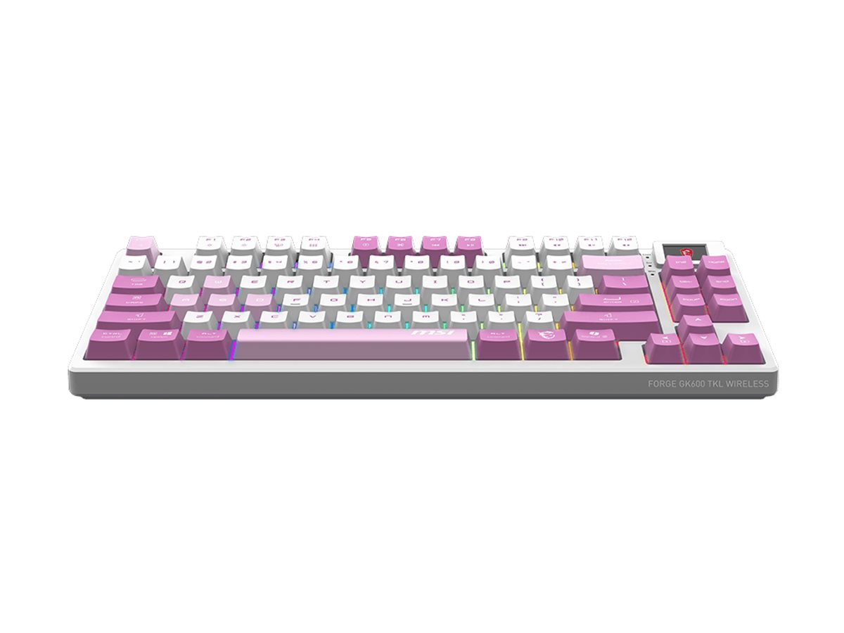 MSI FORGE GK600 TKL WIRELESS VIOLET | Gaming keyboard | Wireless | US | 2.4 GHz Wireless, Bluetooth, USB 2.0 | Mechanical Linear