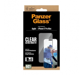 PanzerGlass Screen protector | Apple | iPhone 17 Pro Max | Glass | Transparent | Ultra-Wide Fit w. EasyAligner