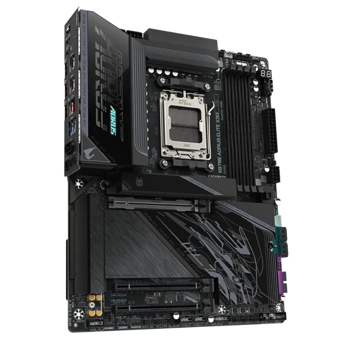 Gigabyte X870E A ELITE X | Processor family AMD | Processor socket AM5 | DDR5 | Supported hard disk drive interfaces SATA, M.2 | Number of SATA connectors 4