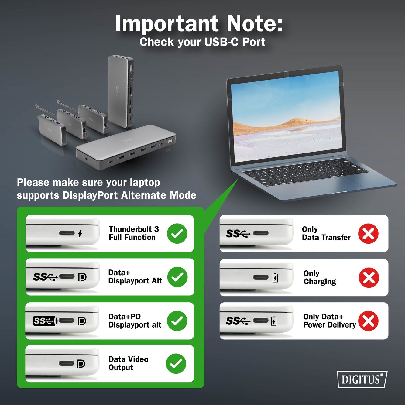Digitus USB-C docking station, 8-port | DA-70915 | Ethernet LAN (RJ-45) ports 1 | HDMI ports quantity 2