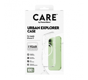 PanzerGlass Flagship Case | Back cover | Apple | iPhone 17 | Recycled plastic | Transparent | Urban Explorer w. White MagSafe
