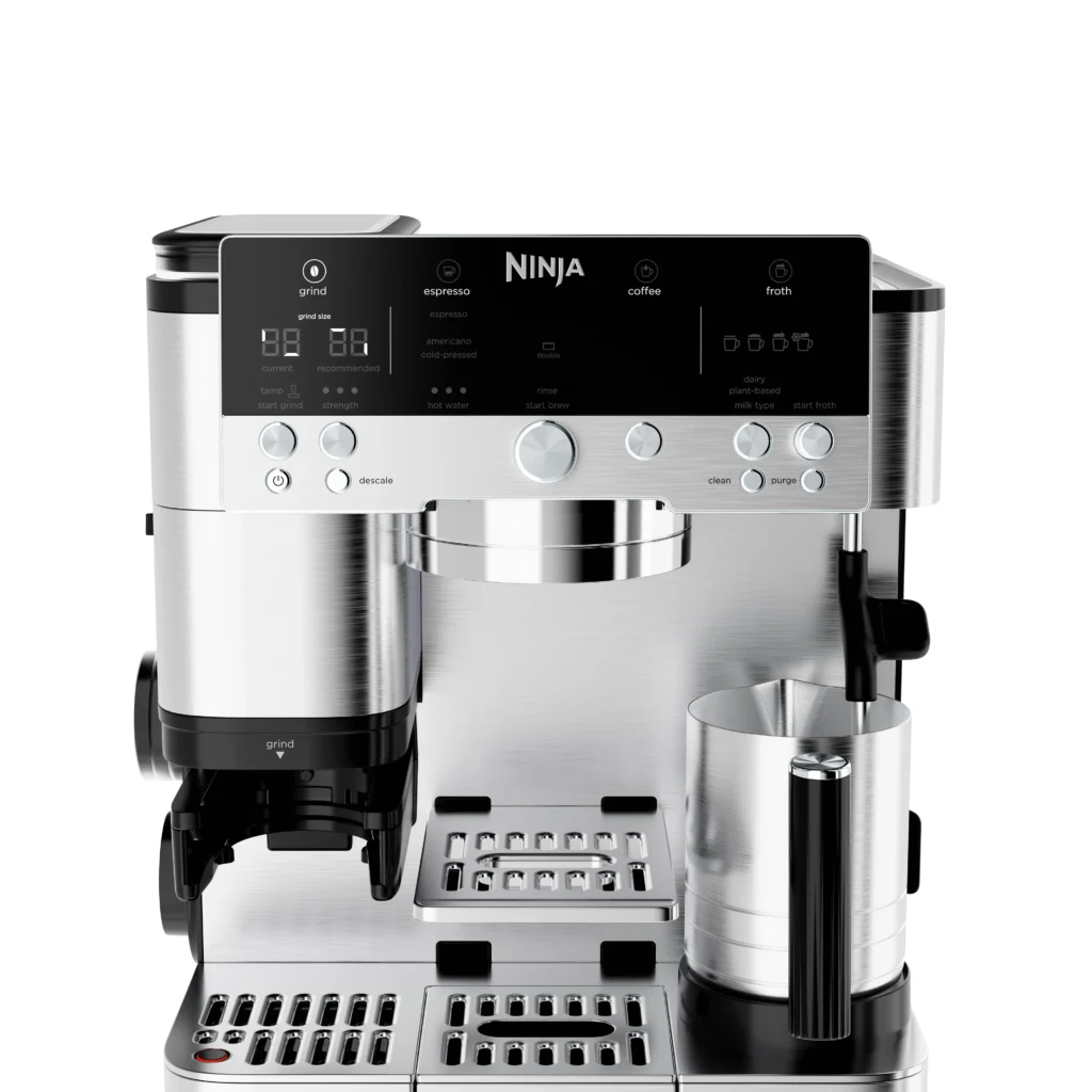 NINJA Espresso Coffee Maker | ES601EU Luxe Café Premier | Pump pressure 11 bar | Built-in milk frother | Ground | 1650 W | Black/Stainless Steel