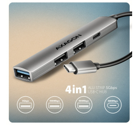 AXAGON ALU STRIP USB-C 4 port hub | HUE-STC