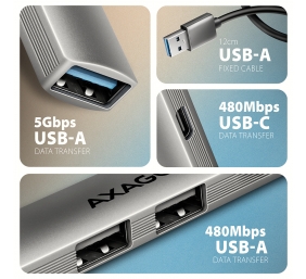 AXAGON ALU STRIP USB-A 4 port hub | HUE-STA