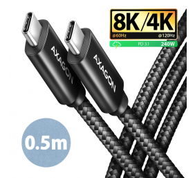 AXAGON NewGEN+ USB-C to USB-C 4 Gen 3×2/240 W cable, 0.5 m | BUCM4X-CM05AB