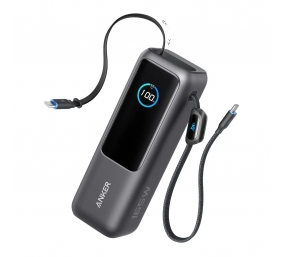 Anker Zolo Powerbank | A1695H11 | 25000 mAh | Built-In USB-C and Retractable Cable) | Grey