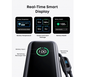 Anker Zolo Powerbank | A1695H11 | 25000 mAh | Built-In USB-C and Retractable Cable) | Grey