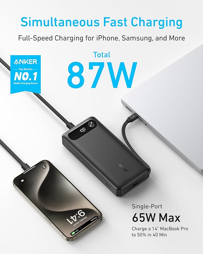 Anker Power Bank 65W | A1383H11 | 20000 mAh | Black