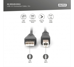 Digitus USB 2.0 Connection Cable | AK-300105-030-S