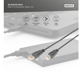 Digitus USB 2.0 Connection Cable | AK-300105-030-S