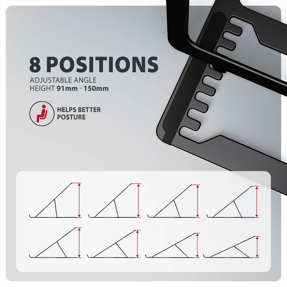 AXAGON STND-LAB stand for laptops and tablets | Adjustable Height, Angle | 10-17.3 " | Maximum weight (capacity) 20 kg | Black