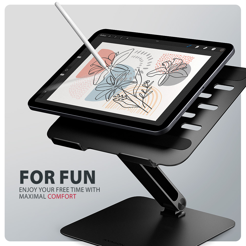 AXAGON STND-LQB stand for notebooks and tablets | Adjustable Height, Angle | 10-17.3 " | Maximum weight (capacity) 5 kg | Black