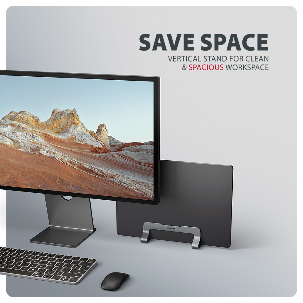AXAGON STND-VG vertical stand for laptops and tablets | Adjustable width | 10-17.3 " | Grey