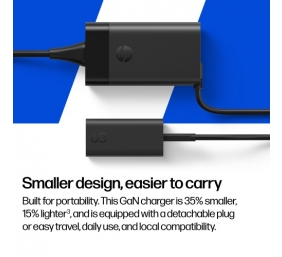 HP C90CKUT Nešiojamo kompiuterio įkroviklis 65W GaN, USB-C, EU, Juoda