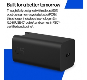 HP C90CKUT Nešiojamo kompiuterio įkroviklis 65W GaN, USB-C, EU, Juoda