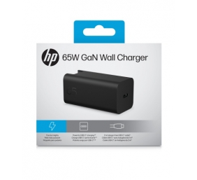 HP C90CKUT Nešiojamo kompiuterio įkroviklis 65W GaN, USB-C, EU, Juoda