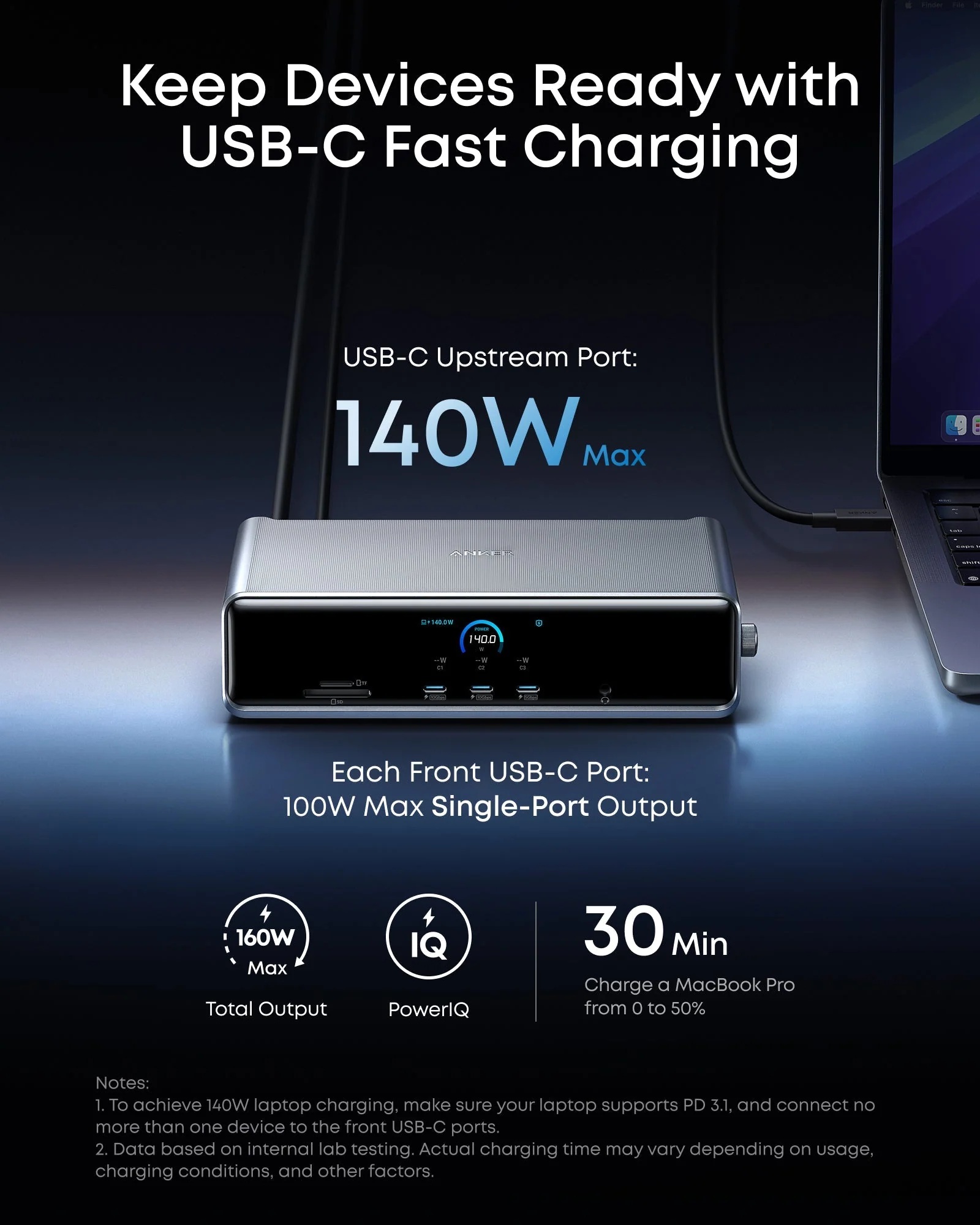 Anker Prime Docking Station (14-in-1, Triple Display, DisplayLink) | A83B33A1