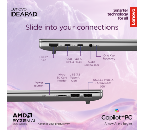 Lenovo IdeaPad Slim 5 14ARP10 | Luna Grey | 14 " | IPS | WUXGA | 1920 x 1200 pixels | Anti-glare | AMD Ryzen 7 | 7735HS | 16 (2x8GB) GB | SODIMM DDR5 | Solid-state drive capacity 1000 GB | AMD Radeon 680M Graphics | Windows 11 Home | 802.11ax | Bluetooth 