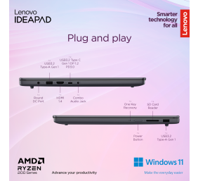 Lenovo IdeaPad Slim 3 15AMN8 | Arctic Grey | 15.6 " | TN | FHD | 1920 x 1080 pixels | Anti-glare | AMD Ryzen 3 | 7320U | 16 GB | Soldered LPDDR5 | Solid-state drive capacity 512 GB | AMD Radeon 610M Graphics | Windows 11 Home | 802.11ax | Bluetooth versio