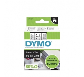 Dymo 40910 (S0720670) D1 Etikečių juostelė 9mm x 7m, Black on Clear