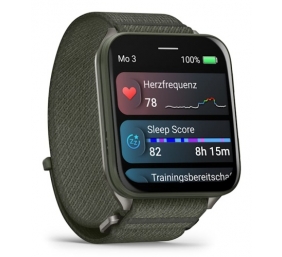 Garmin Venu X1 Išmanusis laikrodis Moss, Titanium Caseback / Moss ComfortFit Nylon Band