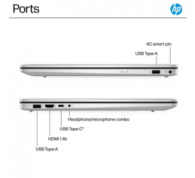 HP 17-cp2025 17.3'' FHD AMD Ryzen 5 7520U 8GB 512GB SSD W11H, Natural Silver