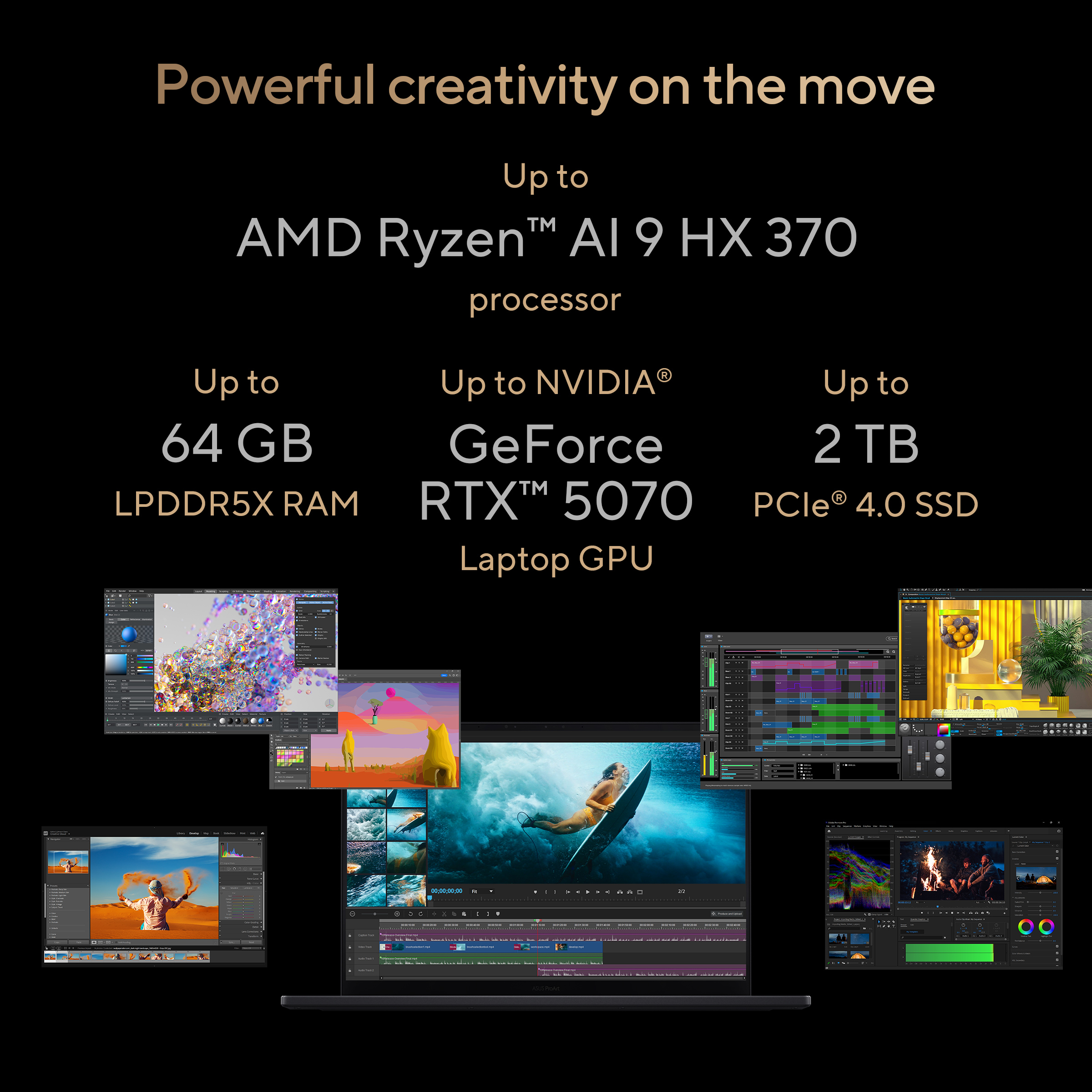 Asus ProArt P16 H7606WP-SR231X | Nano Black | 16 " | OLED | Touchscreen | 3K | 2880 x 1800 pixels | 120 Hz | Glossy | AMD Ryzen AI 9 | HX 370 | 64 GB | LPDDR5X | Solid-state drive capacity 2000 GB | NVIDIA GeForce RTX 5070 | GDDR7 | 8 GB | Windows 11 Pro 