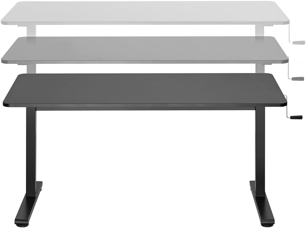 Manually adjustable sit-stand desk EO0027 | 70-117 cm | Maximum load weight 40 kg | Black