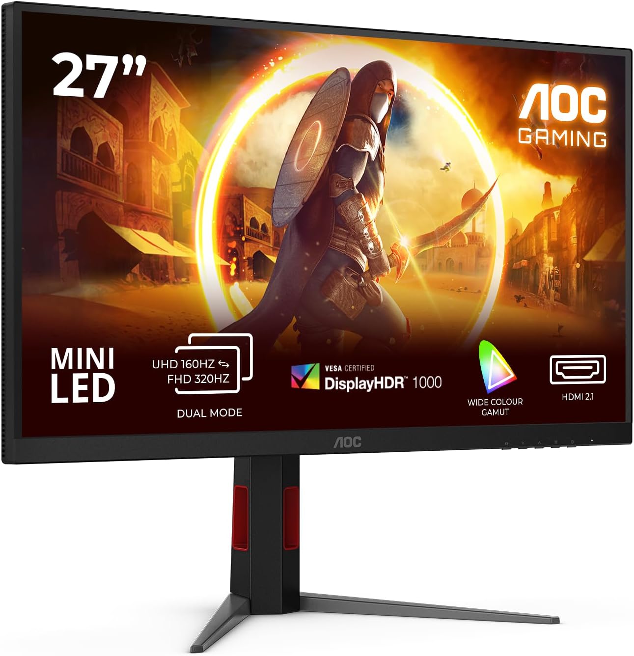 AOC | U27G4XM | 27 " | Fast IPS | UHD | 16:9 | 160 Hz | 1 ms | 3840 x 2160 pixels | 1200 cd/m² | HDMI ports quantity 1 | Black