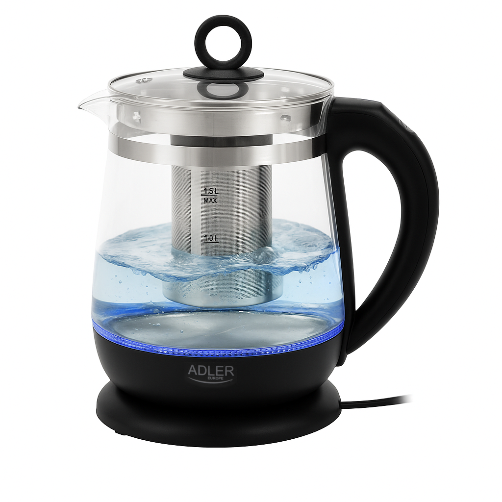 Adler Kettle | AD 1299 | Electric | 2200 W | 1.5 L | Glass | 360° rotational base | Black