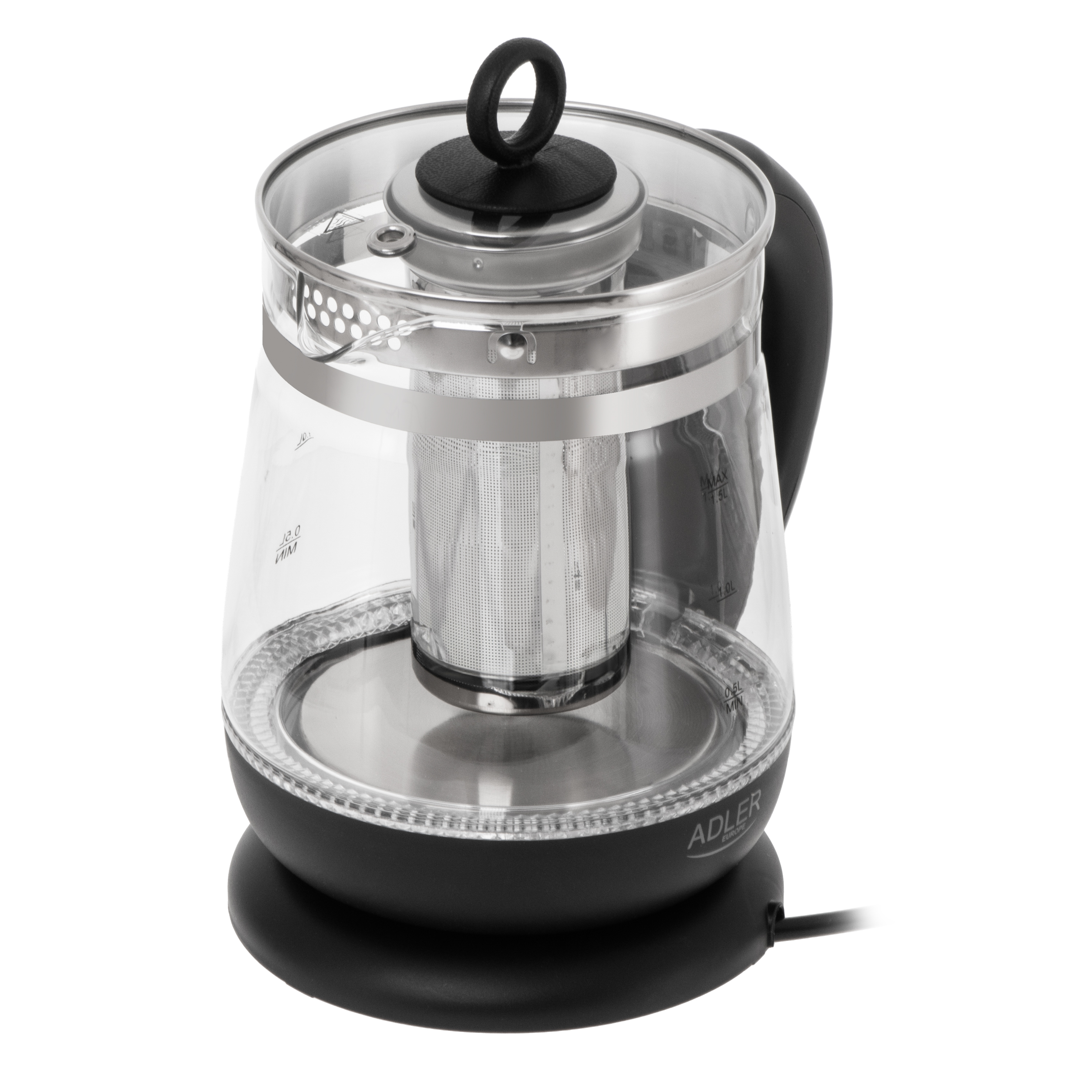 Adler Kettle | AD 1299 | Electric | 2200 W | 1.5 L | Glass | 360° rotational base | Black