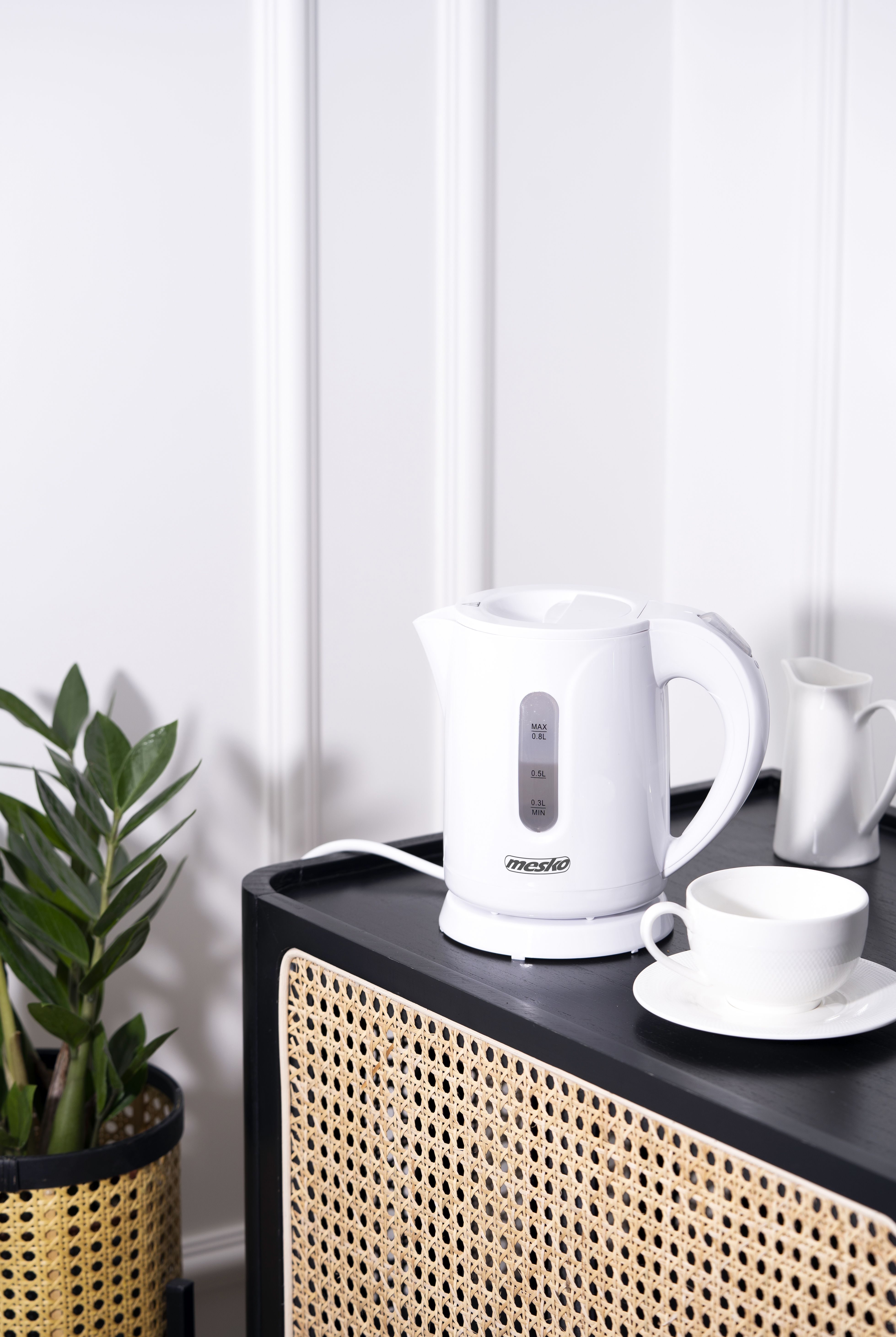 Mesko Kettle | MS 1376 | Electric | 850 W | 0.8 L | Plastic | 360° rotational base | White