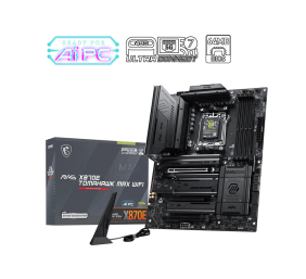 MSI MAG X870E TOMAHAWK MAX WIFI | Processor family AMD | Processor socket AM5 | DDR5 | Supported hard disk drive interfaces SATA, M.2 | Number of SATA connectors 4