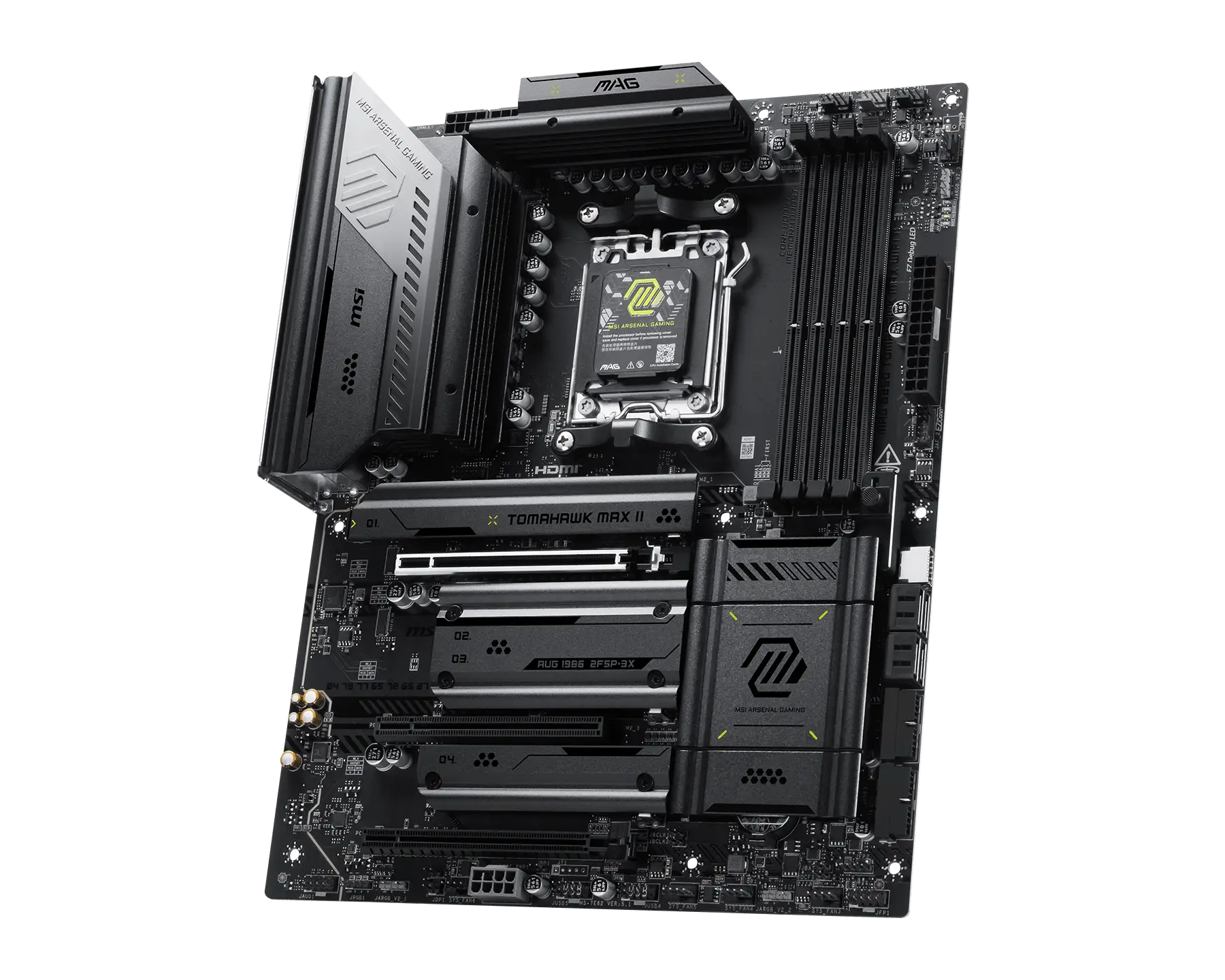 MSI MAG B850 TOMAHAWK MAX WIFI II | Processor family AMD | Processor socket AM5 | DDR5 | Supported hard disk drive interfaces SATA, M.2 | Number of SATA connectors 4