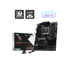 MSI PRO B850-S EVO WIFI | Processor family AMD | Processor socket AM5 | DDR5 | Supported hard disk drive interfaces SATA, M.2 | Number of SATA connectors 4