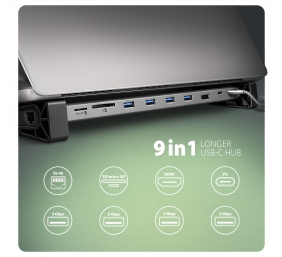 AXAGON USB-C 5Gbps LONGER 9in1 hub | HMC-10HLS