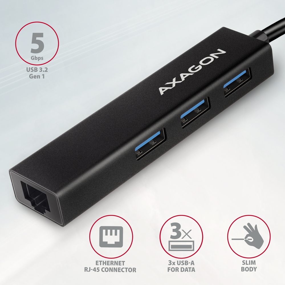 AXAGON SuperSpeed USB-C hub with gigabit LAN | HMC-GL3A